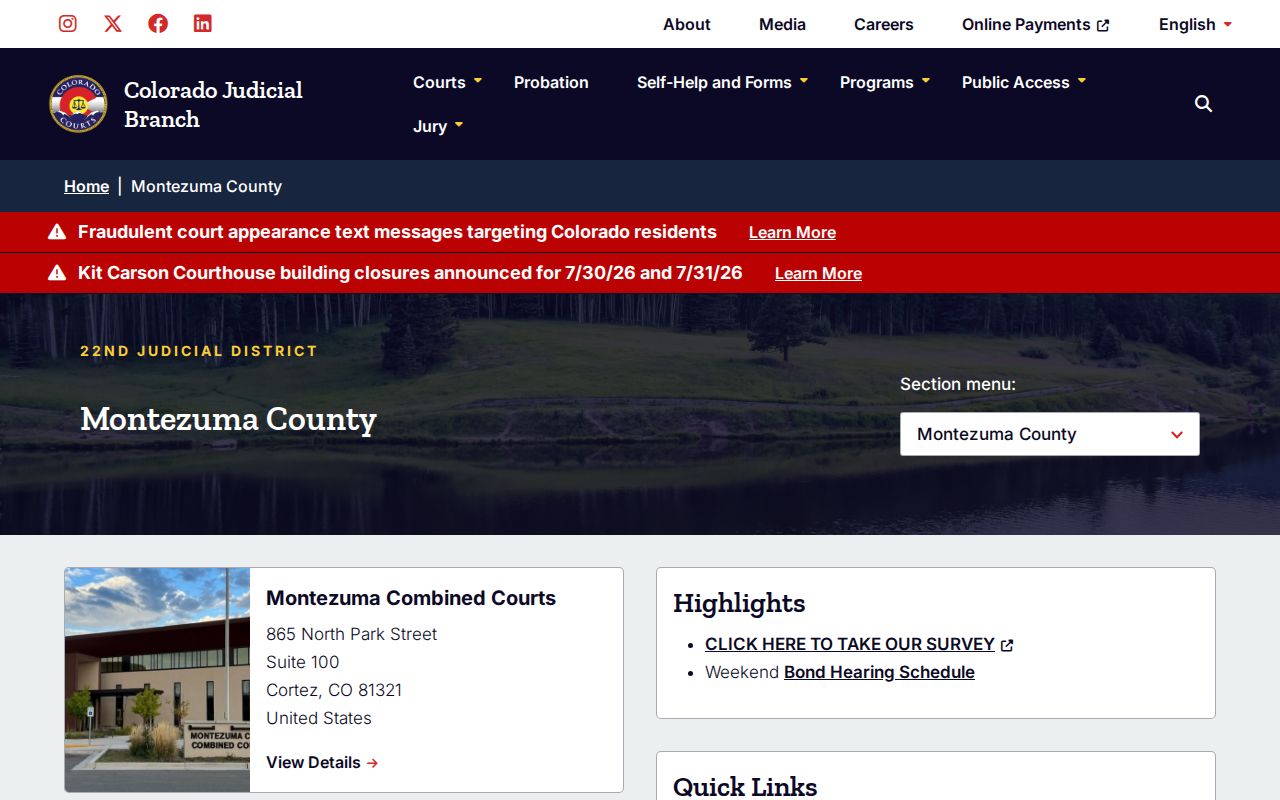 Montezuma County released last 72 hours court records access guide